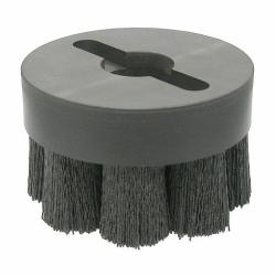 Burr-Rx 86112 Crimped Round Shell Mill Holder Straight Disc Brush, 4 in Dia Brush, 1-1/4 in Center Hole, 0.026 in Dia Filament/Wire, Ceramic Fill