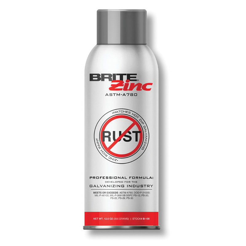Weld-Aid B-100 BRITE ZINC Cold Galvanizing Compound, 12.5 oz, Gray, 40 sq-ft, 69% Zinc Metal, Metallic