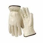 Wells Lamont Y0122L General Purpose Gloves, Drivers, L, Grain Cowhide Leather Palm, Grain Cowhide Leather, Brown, Elastic Wrist Cuff, Resists: Abrasion, Cut, Straight Thumb