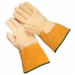 Wells Lamont Y2021L Welding Gloves, L, Kevlar Grain Cowhide Leather, Brown, Gauntlet Cuff