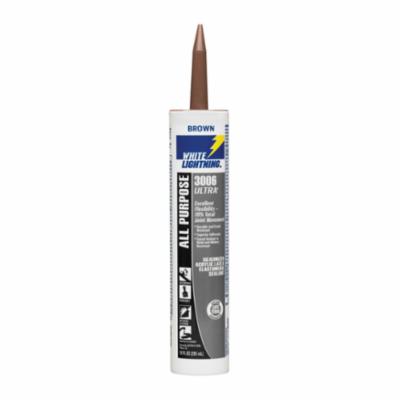 White Lightning W11003010 3006 ULTRA All Purpose Elastomeric Sealant, 11 oz Cartridge, Brown, Silicone Acrylic Latex Base