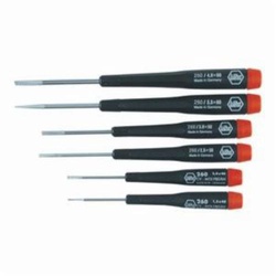 Wiha 26090 Precision Screwdriver Set, 6 Pieces, Chrome Vanadium Steel/Plastic Handle, Polished Chrome