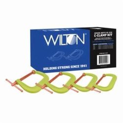Wilton 11114 Spark-Duty 400-CS Extra Deep Throat High Visibility Regular Duty C-Clamp Kit, 2 in, 2-3/4 in, 3-5/8 in, 4-1/2 in D Throat, 2 in, 4 in, 6 in, 8 in Jaw Opening, 1/2 in, 3/4 in, 3/4 in, 3/4 in Screw