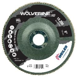 Wolverine 31439 Value High Density Abrasive Flap Disc, 6 in Dia Disc, 7/8 in Center Hole, 40 Grit, Coarse Grade, Zirconia Alumina Abrasive, Type 27/Flat Disc