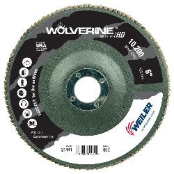 Wolverine 31441 Value High Density Abrasive Flap Disc, 6 in Dia Disc, 7/8 in Center Hole, 80 Grit, Medium Coarse Grade, Zirconia Alumina Abrasive, Type 27/Flat Disc