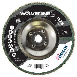 Wolverine 31445 Value High Density Abrasive Flap Disc, 6 in Dia Disc, 80 Grit, Medium Coarse Grade, Zirconia Alumina Abrasive, Type 27/Flat Disc