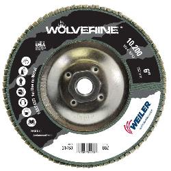 Wolverine 31453 Value Abrasive Flap Disc, 6 in Dia Disc, 80 Grit, Medium Coarse Grade, Zirconia Alumina Abrasive, Type 29/Angled Disc