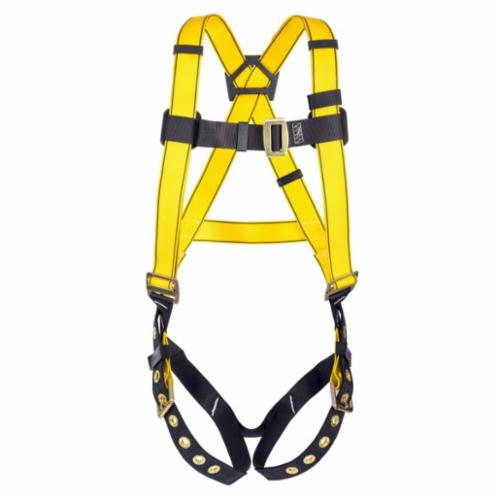 Workman 10072492 Harness, XL, 400 lb Load, Polyester Webbing Strap, Tongue Leg Strap Buckle, Qwik-Fit Chest Strap Buckle, Stainless Steel Hardware, Yellow