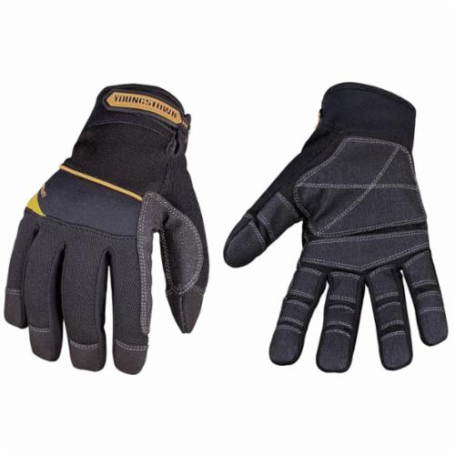 Youngstown 03-3060-80-L Utility Plus Heavy Duty General Purpose Gloves, Protective, L, Synthetic Leather Palm, 3-Ply 100 D Bonded Nylon/Polyester Block Jersey/Terrycloth, Black, FlexMesh Cuff, Resists: Water and Oil, Unlined Lining