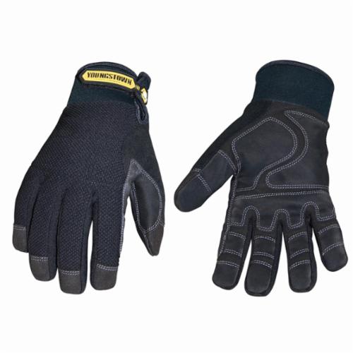 Youngstown 03-3450-80-L Winter Plus 03-3450-80 Waterproof General Purpose Gloves, Work, Full Finger/Wing Thumb Style, L, Synthetic Leather Palm, Cotton/Neoprene/Nylon/Polyurethane/PVC/Polyester/Velcro, Black, FlexMesh Cuff, Uncoated Coating