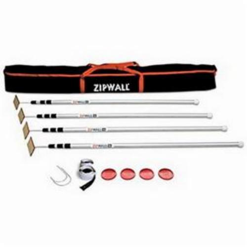 ZipWall SLP4 Twist Locking Spring Loaded Pole, 4 ft 7 in to 12 ft H, For Use With Dust Barrier System Poles, Anodized Aluminum, Silver