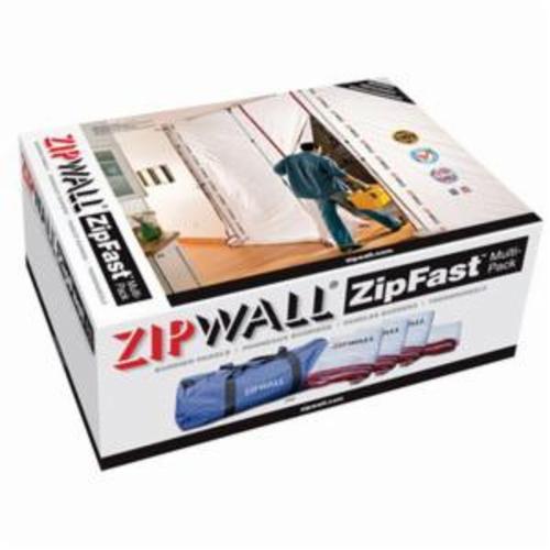 ZipWall ZFMP ZipFast Reusable Barrier Panels Multi-Pack With Sewn-In Heavy Duty Zippers, For Use With Poles and Accessories, Nylon Fabric, White