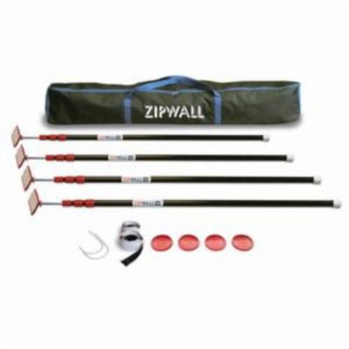 ZipWall ZP4 ZipPole Twist Locking Spring Loaded Pole, 4 ft 2 in to 10 ft 3 in H, For Use With Dust Barrier System Poles, Stainless Steel, Black