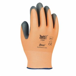 Zorb-IT 4570-07 General Purpose Gloves, Coated, Anatomical/Flat Dipped Style, S/SZ 7, Foam Nitrile Palm, Nylon, Gray/Fluorescent Orange, Elastic/Knit Wrist Cuff, Foam Nitrile Coating, Resists: Abrasion, Cut, Puncture, Oil and Tear, Nylon Lining